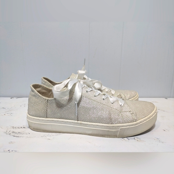 Toms Lenox Glitter Sneaker Size‎ 8 Wedding Comfy Resort Vacation - Picture 1 of 7